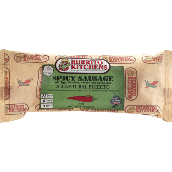Burrito Kitchens Burrito, Spicy Sausage, Medium Same-Day Delivery