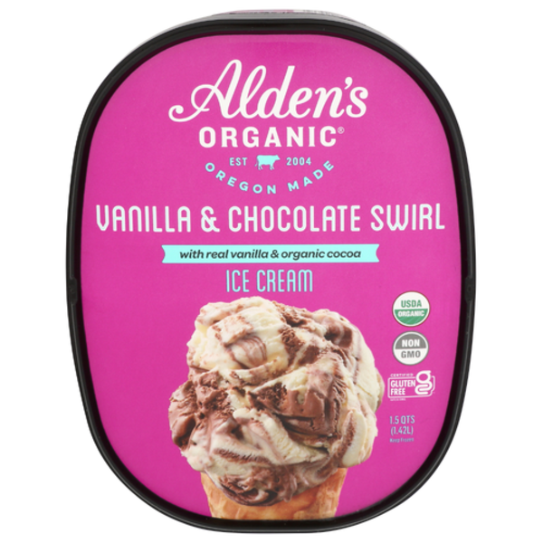 Alden's Organic Vanilla  &Chocolate Swirl Ice Cream