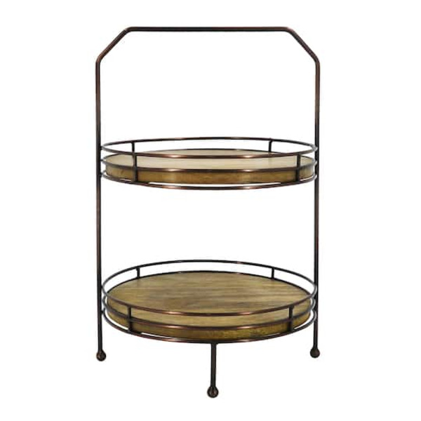 Ashland 2-Tier Wood & Metal Tray