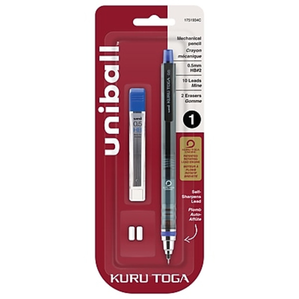 uni-ball 1751934 0.5 mm Black Kuru Toga Mechanical Pencil Set