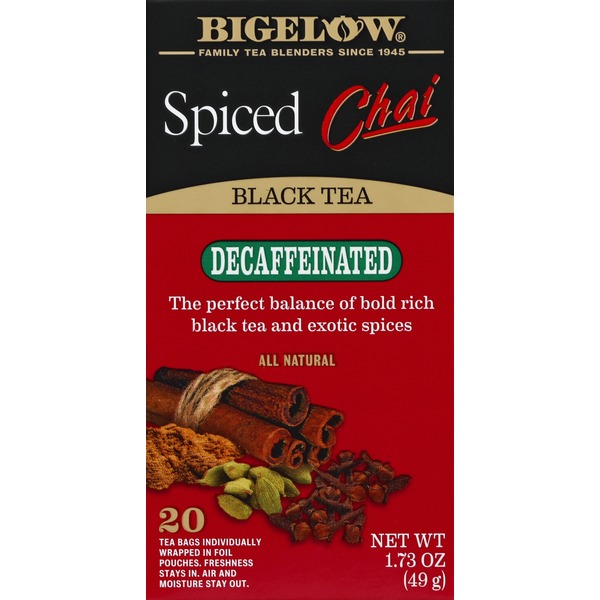 Bigelow Spiced Chai Decaffeinated Black Tea (1.73 oz) Instacart
