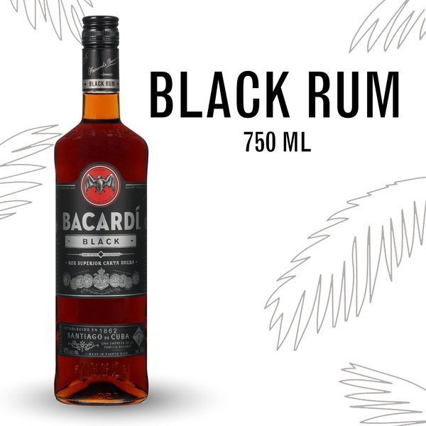 BACARDÍ Bacardi Black Rum, Gluten Free 40% 75Cl/750Ml Same-Day