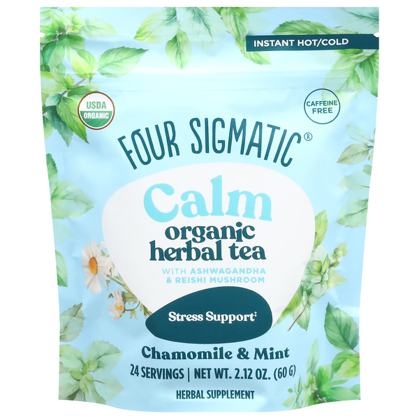 Four Sigmatic Herbal Tea, Organic, Caffeine Free, Stress Support, Calm, Chamomile & Mint
