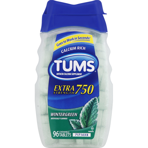 Tums Antacid/Calcium, Extra Strength 750, Chewable Tablets, Wintergreen
