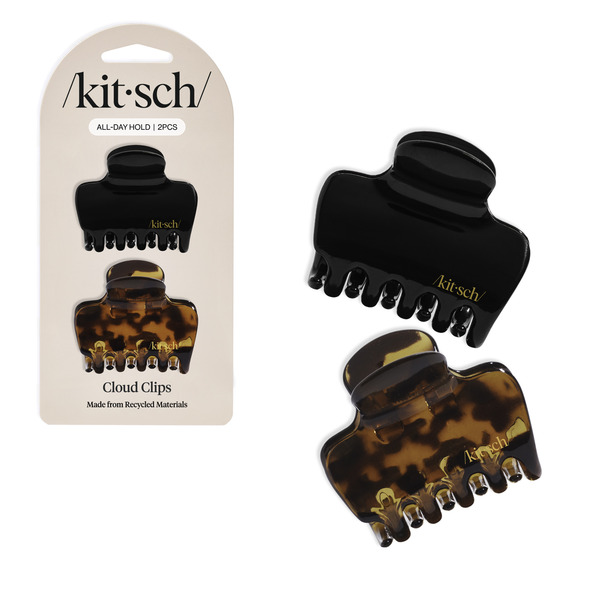 Kitsch Medium Puffy Claw Clips - Black & Tort