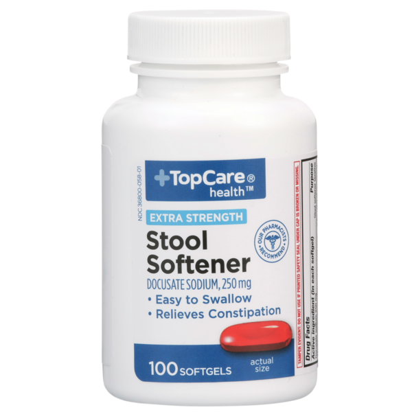 Top Care Extra Strength Stool Softener Docusate Sodium 250 Mg Easy To