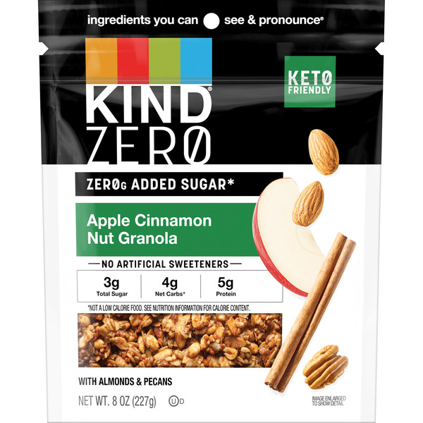 KIND ZERO Added Sugar Nut Granola, Apple Cinnamon, Gluten Free
