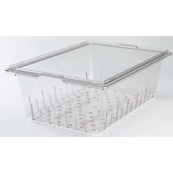 Colander, 5" deep, for food storage boxes, fits 18" x 26" x 6" and deeper, polycarbonate, clear, NSF
