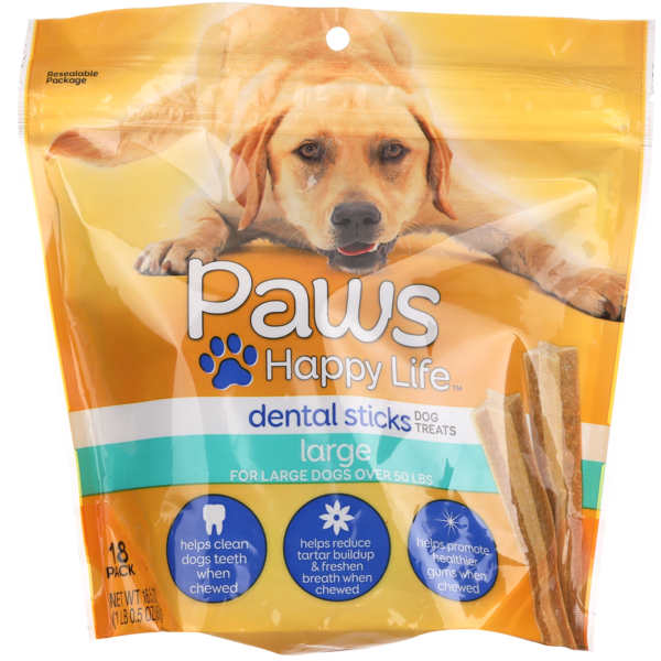 Paws Happy Life Large Dental Sticks Dog Treats For Large Dogs Over 50