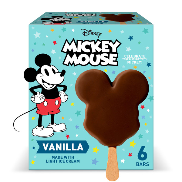 Disney Mickey Mouse Vanilla Light Ice Cream Bars, 6 Count