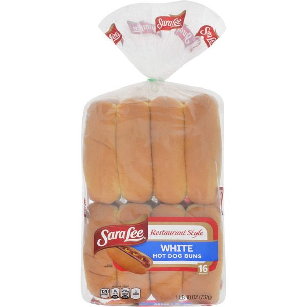 Sara Lee Restaurant Style White Hot Dog Buns, 16 count