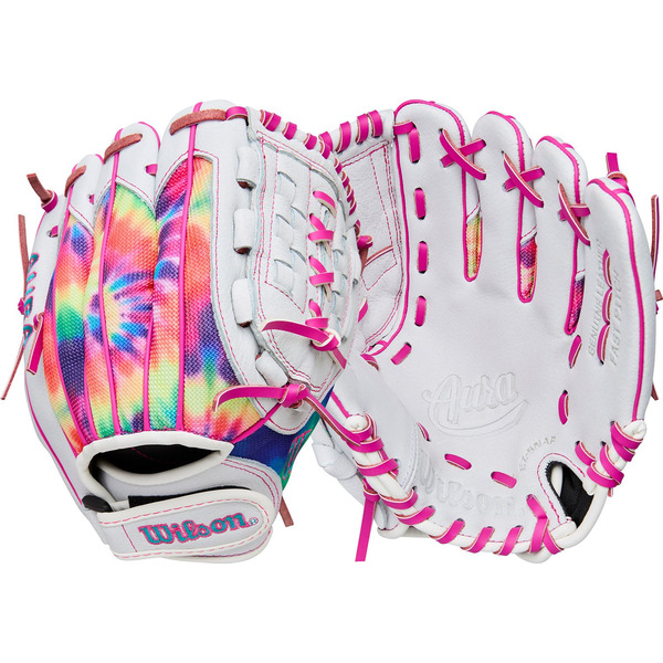 Wilson Girls' A440 Aura Series Glove, 10.5 Inch, Left Hand Throw - White/Tie Dye