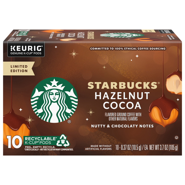 Starbucks K-Cup Pods Hazelnut Cocoa Ground Coffee Same-Day