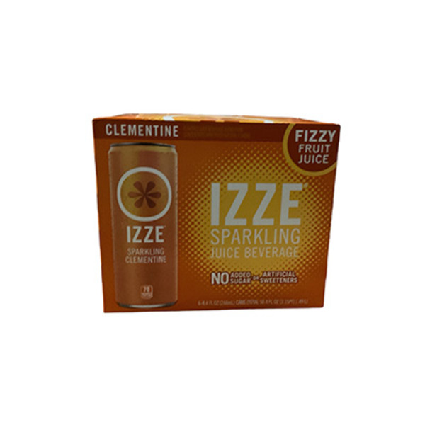 IZZE Sparkling Juice Beverage Blend, Clementine, No Sugar Added, 6 Cans