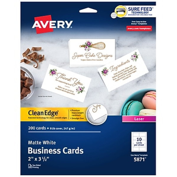 Avery 5871 2" x 3.5" White Printable Laser Business Cards