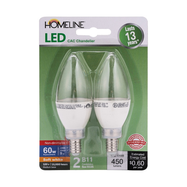 Homeline 60w Replacement B11 Candelabra Base Led Bulbs Soft White
