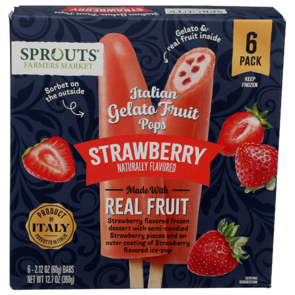Sprouts Strawberry Italian Gelato Fruit Pops 6 Pack Same-Day