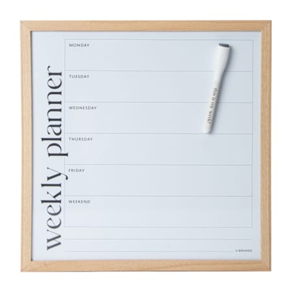 U Brands Framed Dry Erase Board, 14 x 14 in - Brown