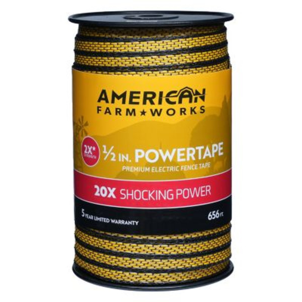 American Farm Works 656 ft. x 380 lb. PowerTape Premium Electric Fence Tape
