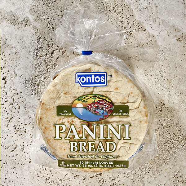 Kontos - 8" White Panini Bread Pack - 36oz - 10/10ct