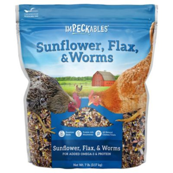 ImPECKables Natural Grain Pickings with Sunflower, Flax and Worms Chicken Treats, 7 lb.