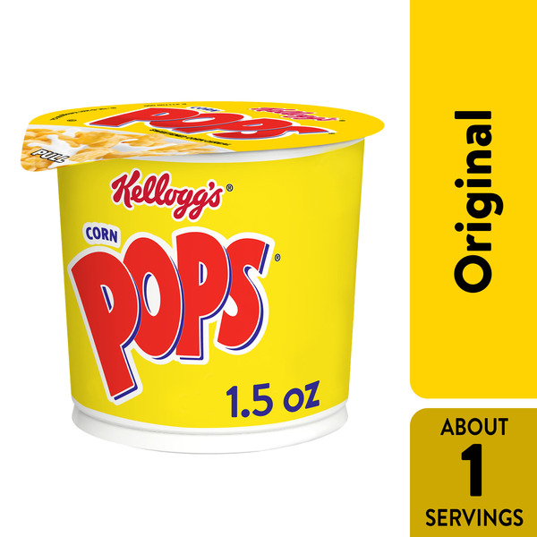 Kellogg's Corn Pops Cold Breakfast Cereal Cup, 8 Vitamins and Minerals, Single Serve, Original,  Cup (1 Cup)