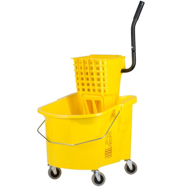 Winco - Mop Bucket w/Wringer, 36qt, Yellow, 19.5" x 16" x 37" - 1 Ct.