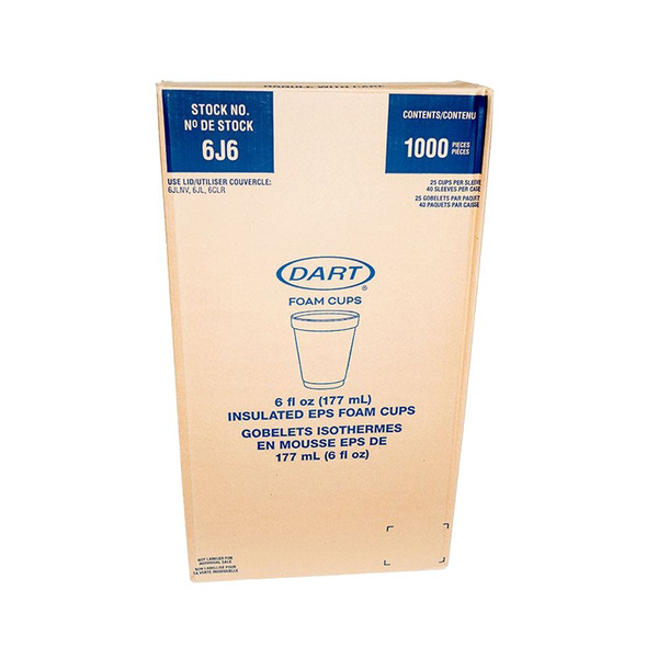 Dart - 6J6 - 6 oz White Foam Cup - 1000 ct