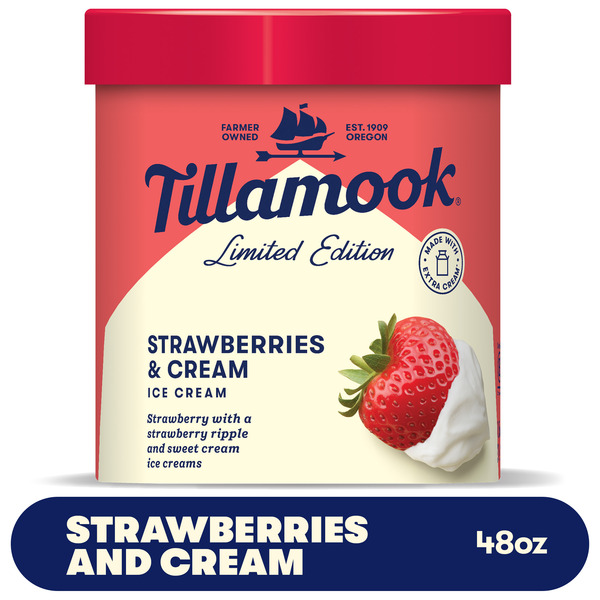 Tillamook Strawberries & Cream Ice Cream, 48fl-oz