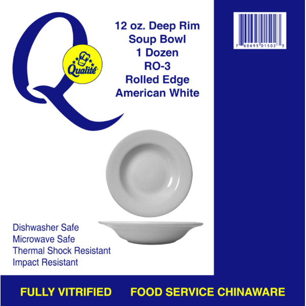 Qualite - White Rolled Edge Deep Rim Soup Bowl - 12/10 oz