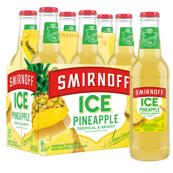 Smirnoff Ice Pineapple, 6 pack Bottles, 11.2 fl oz, 4.5% ABV Same