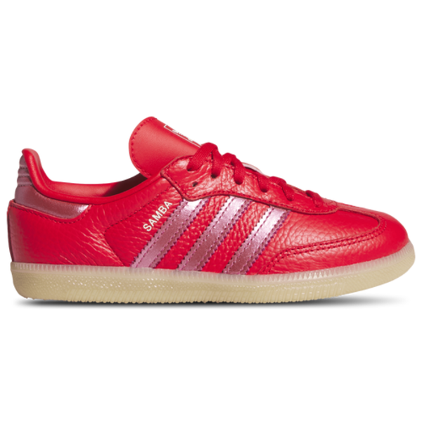 adidas Girls' Preschool Samba Shoe, Size 3 - White/Metallic Red/Gum