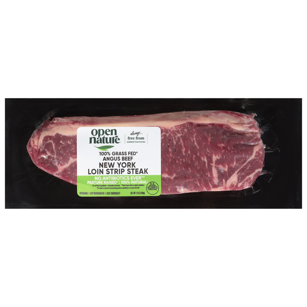 Open Nature Angus Beef, 100% Grass Fed, New York Loin Strip Steak