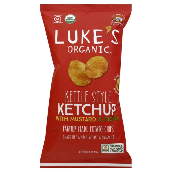 Lukes Potato Chips, Ketchup with Mustard & Pickle, Kettle Style (4 oz