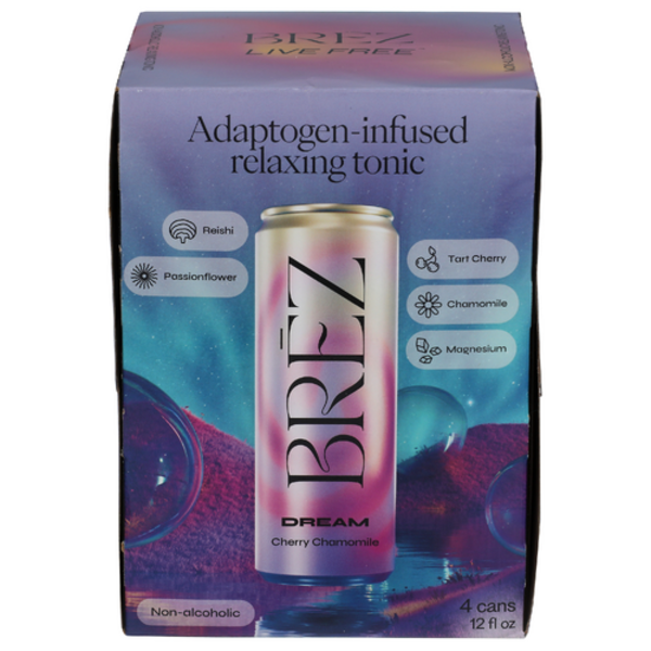 Brez Dream Cherry Chamomile Relaxing Non-Alcoholic Tonic 4 Pack