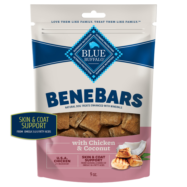 Blue Buffalo Benebars Natural Dog Treats, Skin and Coat Support