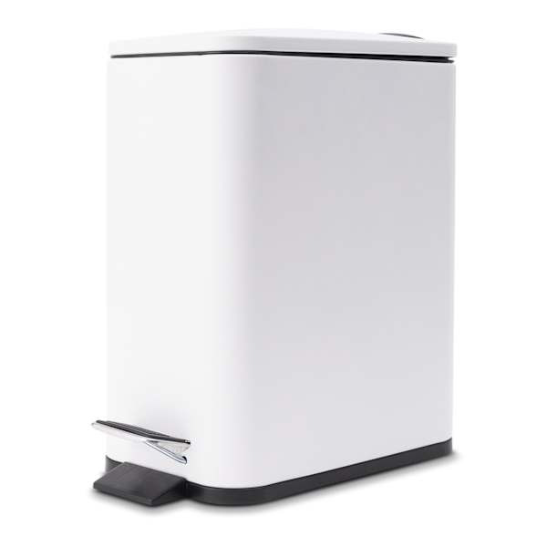 White Metal Rectangular Step Bin, 5L