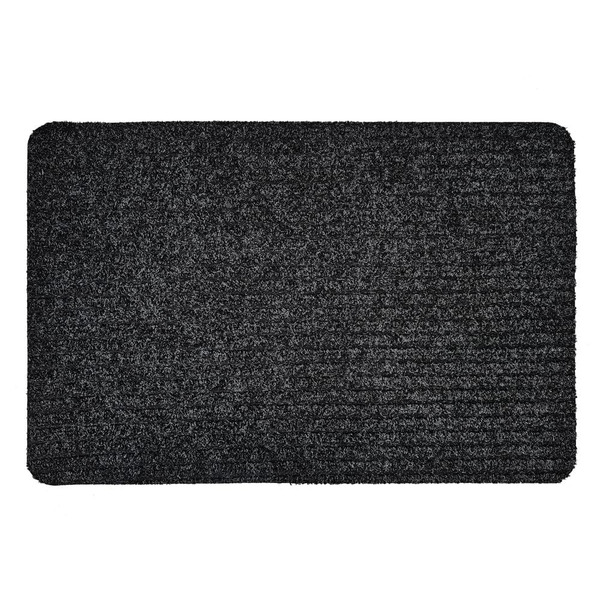 Trafficmaster Ribbed Charcoal 18 In. X 27 In. Dirt Resistant Non-slip Indoor Door Mat