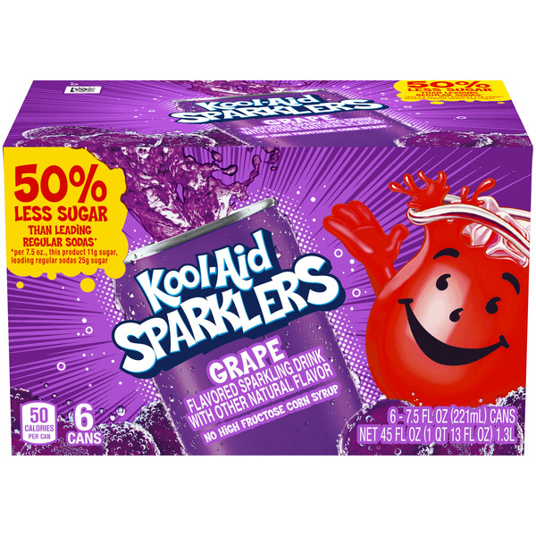 Kool-Aid Sparklers Grape Flavored Sparkling Kids Drink Cans Same