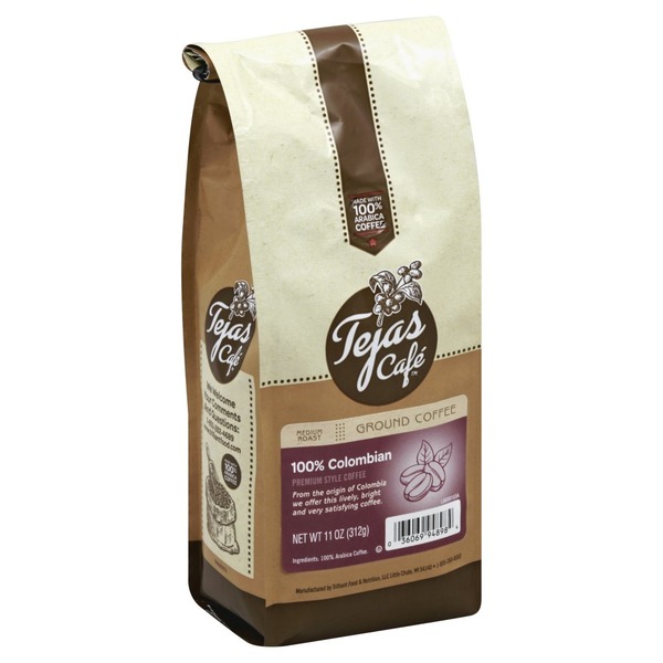 Tejas Cafe Coffee, Premium Style, Ground, Medium Roast, 100% Colombian ...