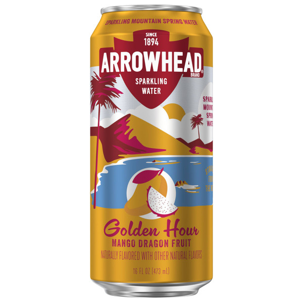 ARROWHEAD Sparkling Mountain Spring Water, Mango Dragon fruit, 16 oz can