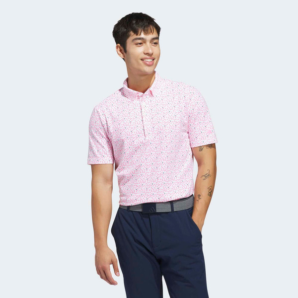 adidas Men's Ultimate365+ Soft Print Golf Polo, XL - White/Lucid Pink F23