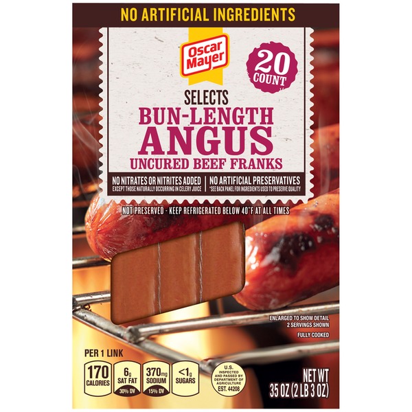 Oscar Mayer Hot Dogs Selects BunLength Angus Beef Franks (35 oz