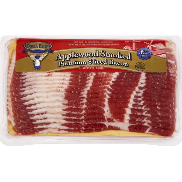 Dutch Farms Bacon, Premium, Sliced, Applewood Smoked