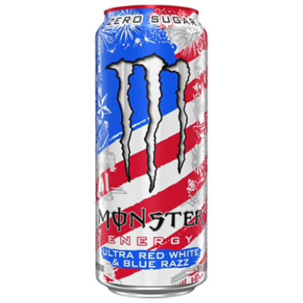 Monster Zero Sugar Ultra Red White & Blue Razz Energy Drink