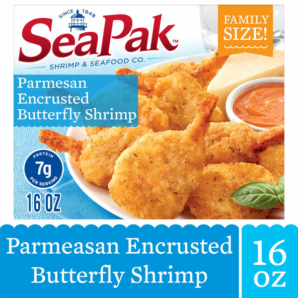 SeaPak Parmesan Encrusted Jumbo Butterfly Shrimp with Sauce