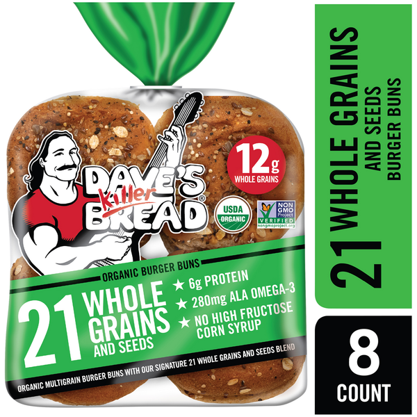 Dave's Killer Bread Organic 21 Whole Grain and Seeds Burger Buns