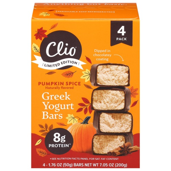 Clio Pumpkin Spice Greek Yogurt Bars 4 Pack Same-Day Delivery or