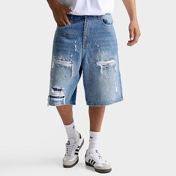 Supply & Demand Men's Depart V2 Distressed Denim Shorts, Size 32 - Blue Wash
