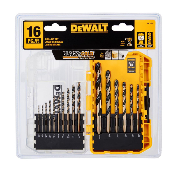 DEWALT 16 Piece Black Oxide Drill Bit Set in Tough Case